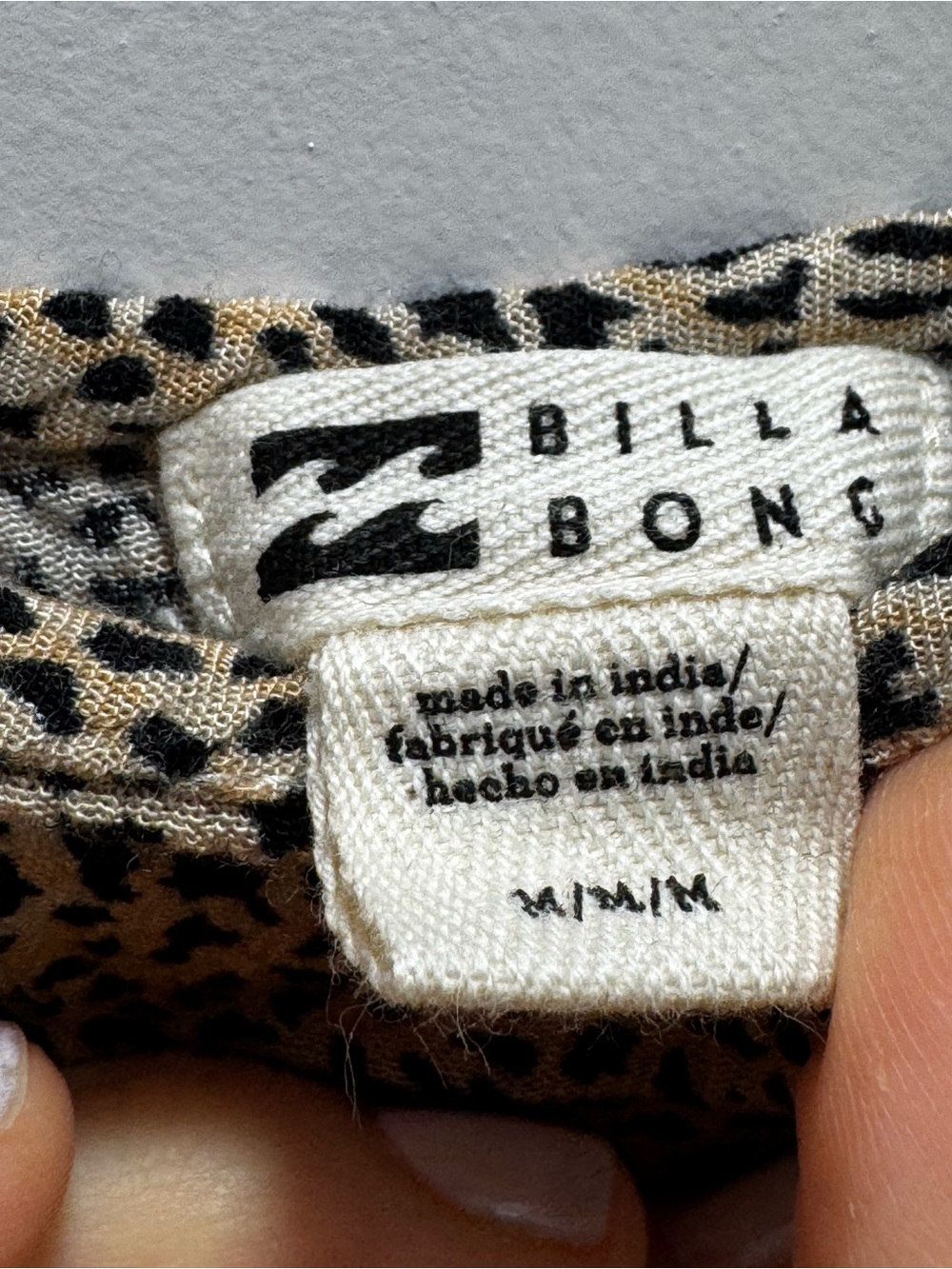 Billabong Leopard Print Top in Beige and Black size M